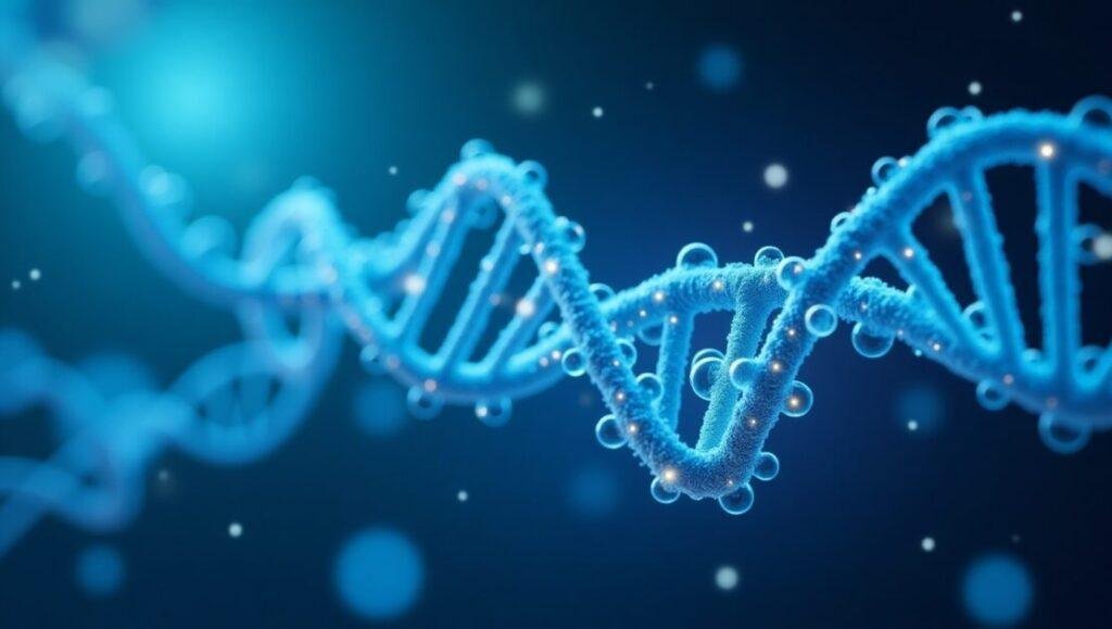 a dna strand with bubbles