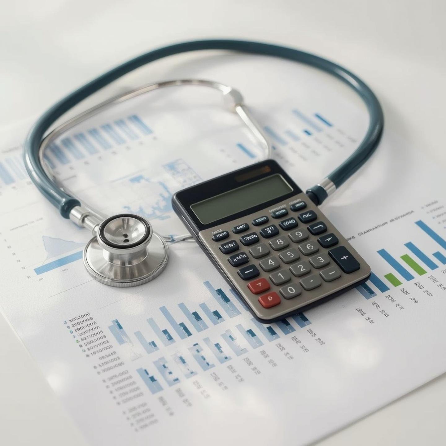 a calculator and a stethoscope on a graph demonstrate Cost-Plus Pricing