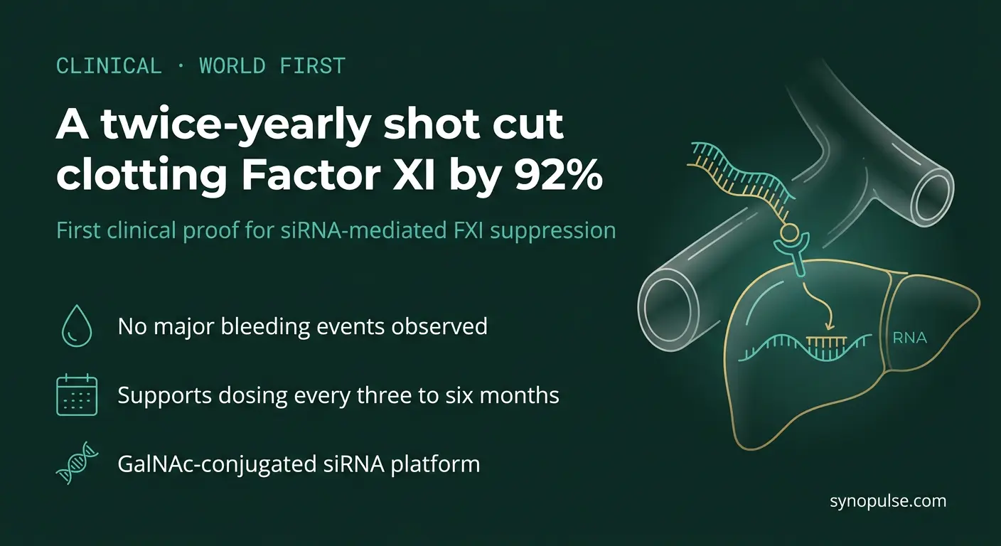 A Twice-Yearly Injection Cut Clotting Factor XI by 92%, With No Major Bleeding